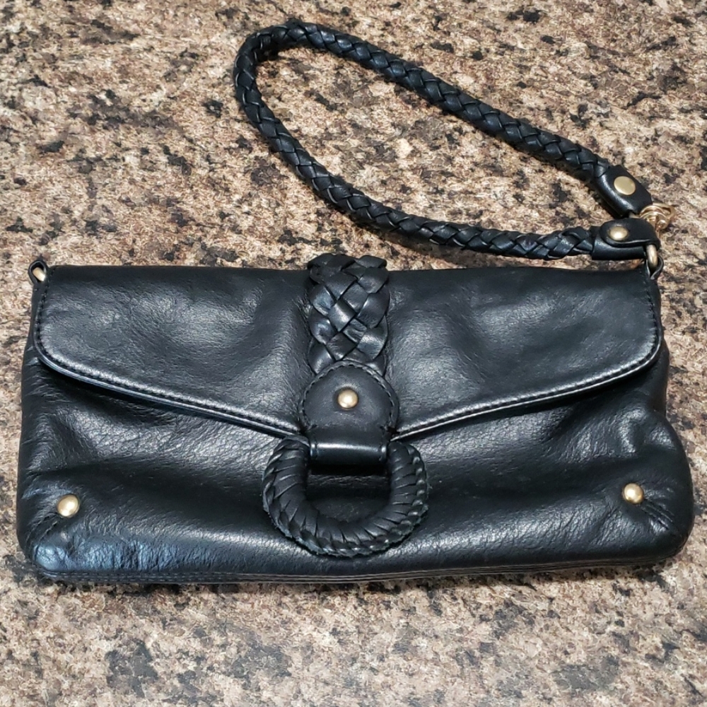 Michael Kors Black Leather Wristlet Wallet Purse